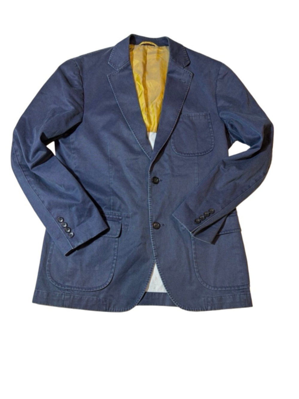 Kroon Blue Cotton Sport Coat Blazer 38R Luxury Levity Patch Pockets